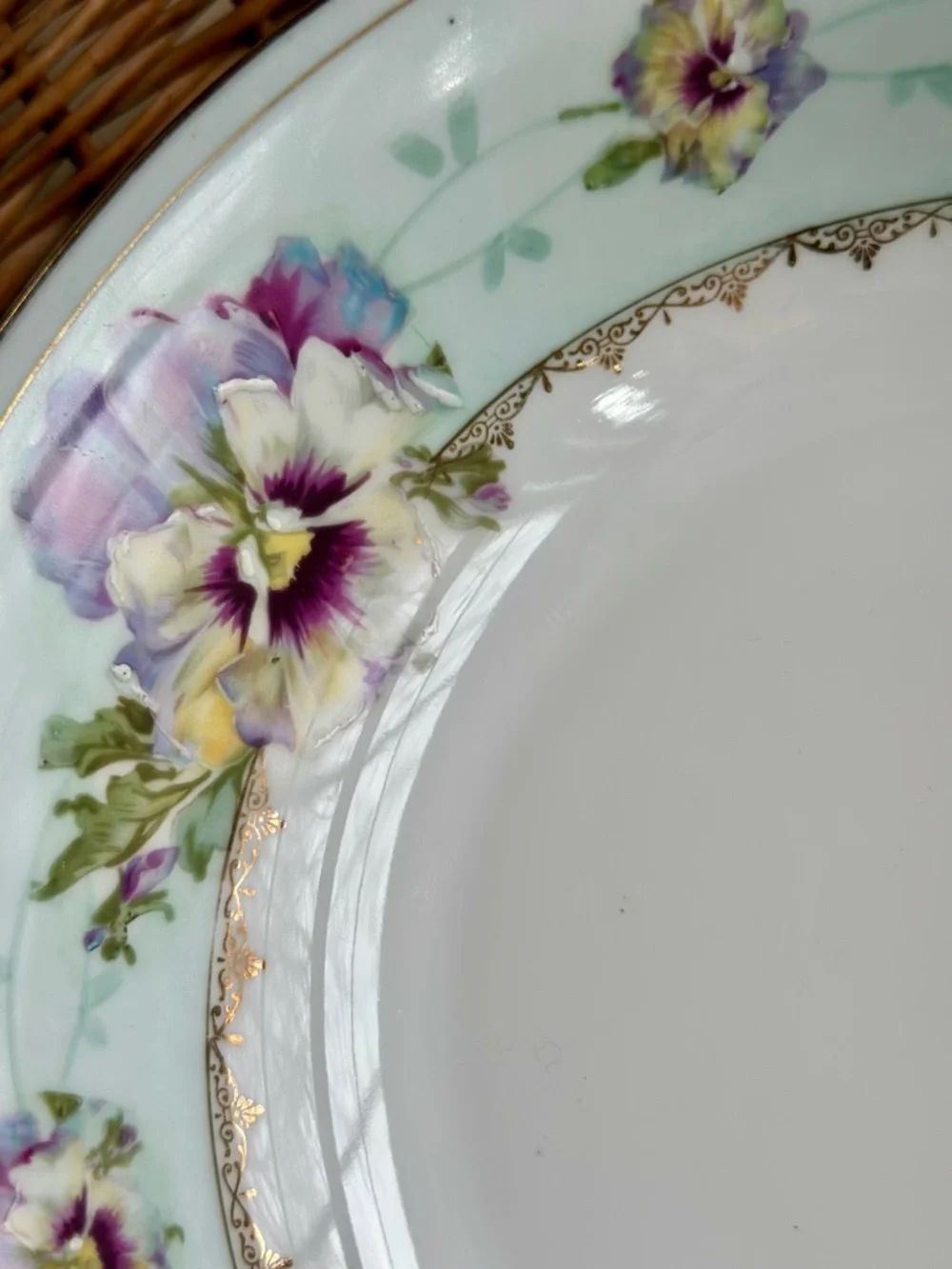 Vintage PM Bavaria Floral Porcelain Bowl with Lavender Yellow and Mint Accents